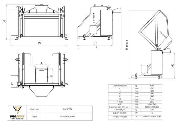 profruit bin tipper unloader 800