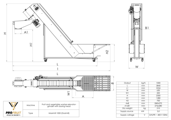 profruit fruit and vegetable washer elevator mill dosimill
