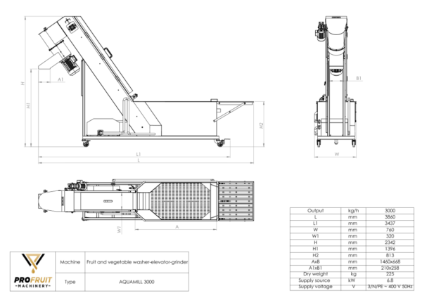 profruit fruit bubble washer elevator mill aquamill